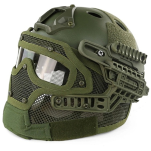 TACTICAL HELMET FAST PJ G4 SYSTEM WITH FACE SHEILD [GREEN OD]